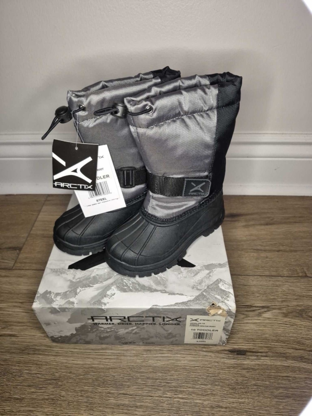 NIB Arctix Kids Powder Winter Waterroof Boots-Size 10 Toddler (Steel)